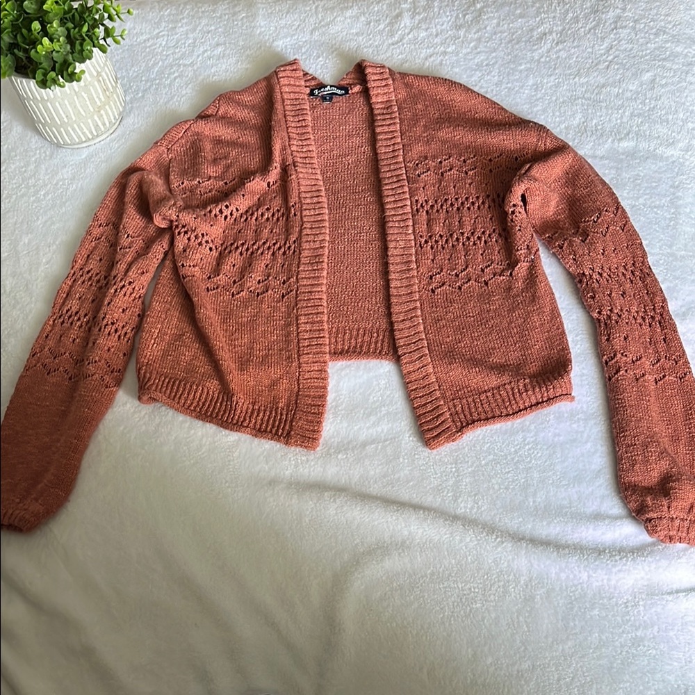 Freshman Cardigan with Textured Knit and Open Front